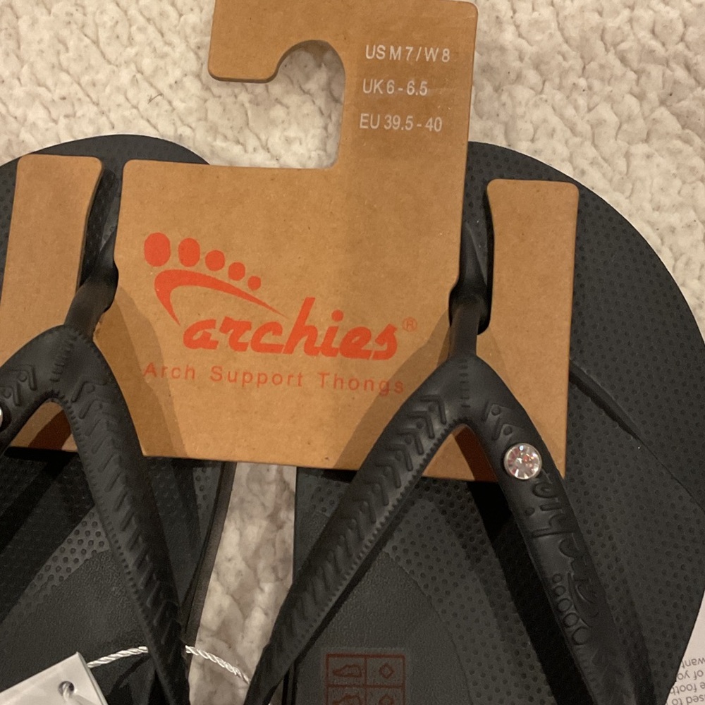 Archie’s Black Flip Flops with gem - Picture 3 of 5